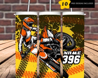Motocross Racing Tumbler Design, MX Dirt Bike, 20 oz Skinny (PNG Digital Download)