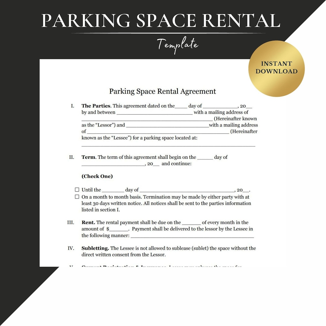 PARKING SPACE LEASE Agreement Form Parking Space Lease Agreement PARKING SPACE LEASE Agreement Form Parking Space Lease Agreement