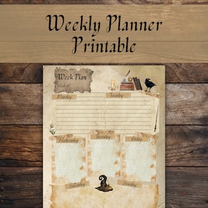 Witchy Weekly Planner Printable: Vintage Wizard Theme (PDF)