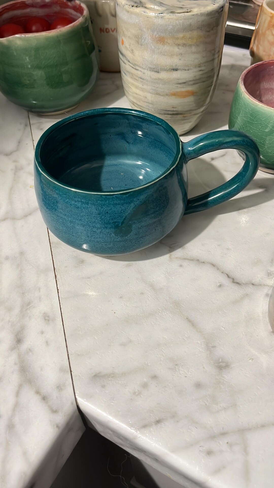 Handmade Sea Green Ceramic Cup – Wheel Thrown Pottery Mug, Unique ...
