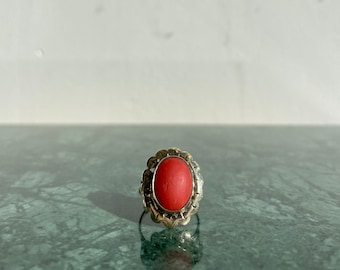 Eleganter Statement-Ring aus Gold mit Blutkoralle | 14 Karat Gold | Korallenring | Goldring mit Koralle
