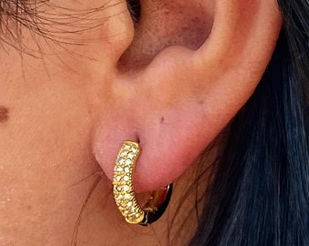 18K CZ Gold Hoops • Waterproof • Gold & Silver Earrings • Everyday Gold • Nickel Free • Luxury Jewelry Gift for Her