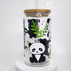 Panda Glass Cup With Bamboo Lid & Straw - Personalized 16 Oz - Etsy