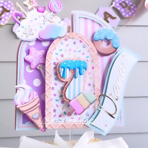 Candy Land Cake Topper: Ice Cream & Donut Party Decorations.