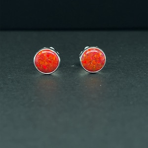 Red Opal Stud Earrings