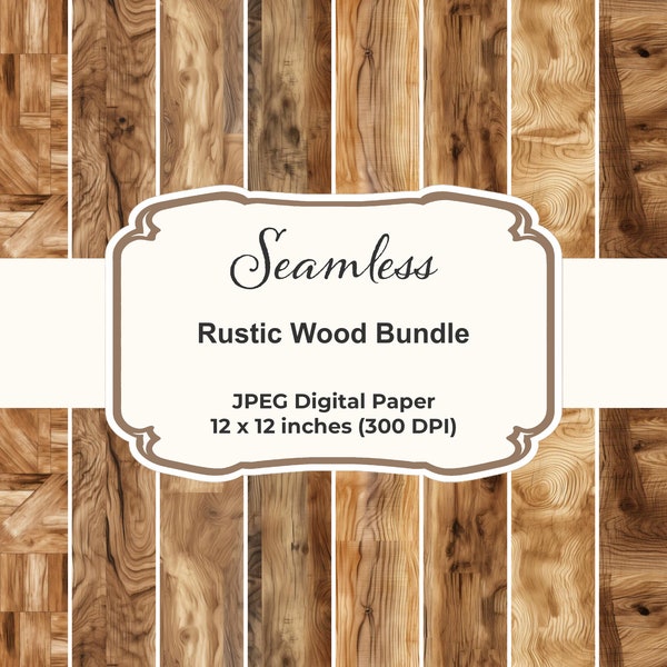 Rustic Wood Digital Paper: Warm Brown and Beige Seamless Patterns