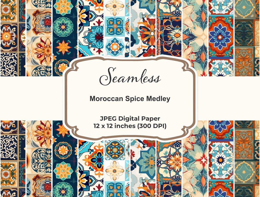 Moroccan Tile Seamless Pattern – Spice Medley Digital Paper (JPEG) - Etsy