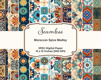 Moroccan Spice Medley - Seamless Pattern, Digital Paper Bundle, Seamless Patterns for Commercial Use, Instant Download