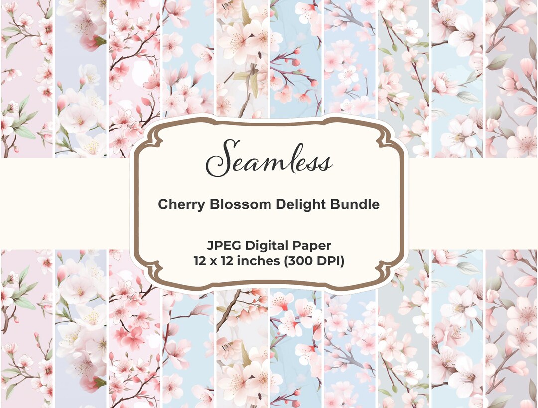 Cherry Blossom Digital Paper – 10 Seamless Japanese Patterns ...