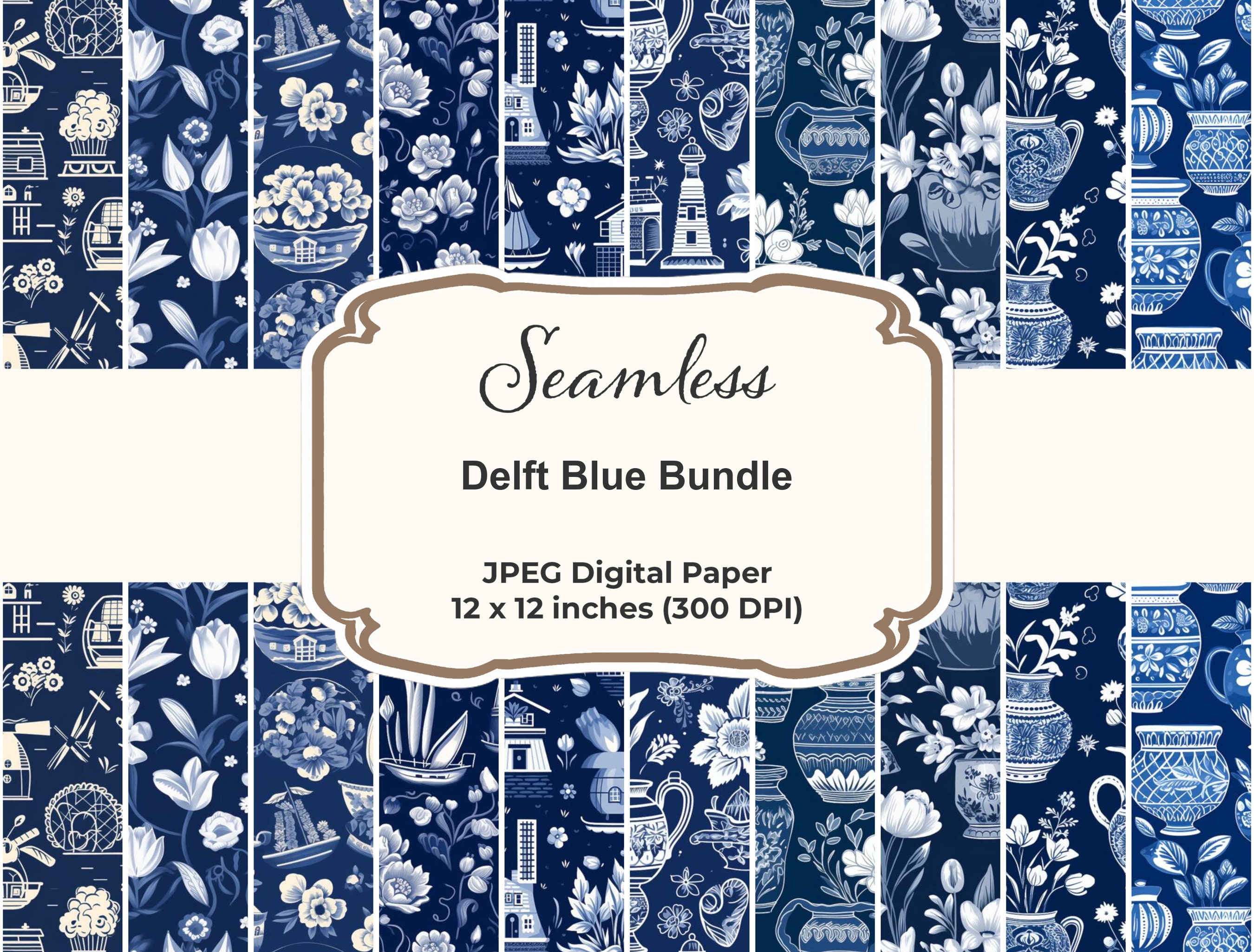 Delft Blue Digital Paper Bundle Dutch Style Seamless - Etsy