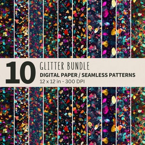 Glitter Party Digital Paper: 10 Colorful Glitter Patterns for a Fun and Festive Look