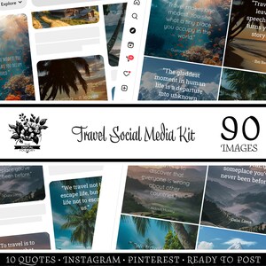 May include: A collage of images and text about travel. The text includes quotes about travel, such as "Travel makes one modest. You see what a tiny place you occupy in the world." and "Traveling - it leaves you speechless, then turns you into a storyteller."