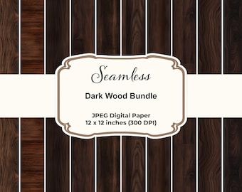 Dark Wood Digital Paper: 10 Seamless Patterns for Commercial Use