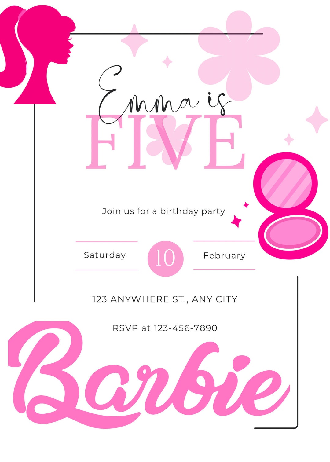 Barbie Birthday Invitation Etsy