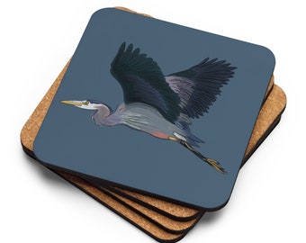 Great Blue Heron Cork-back coaster