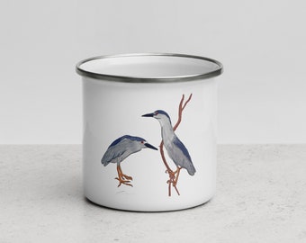 Black Crowned Night Heron Enamel Mug