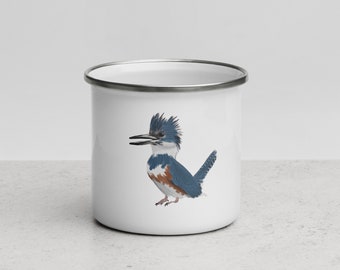Belted Kingfisher Enamel Mug