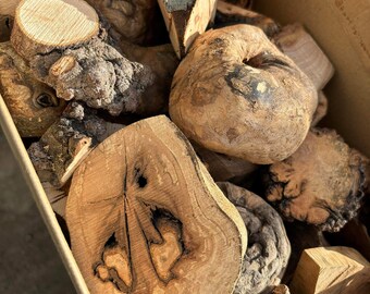 Box of burr offcuts