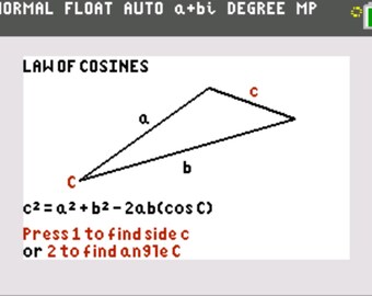 Law of Cosines Program for TI-84 Plus CE Graphing Calculators