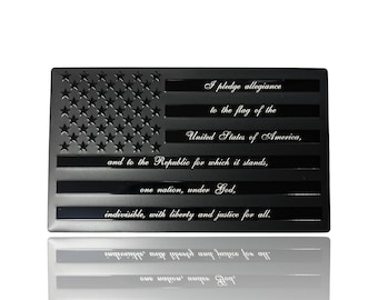Pledge of Allegiance Vehicle Flags 5”x3” Metal - Laser Engraved! Father's Day