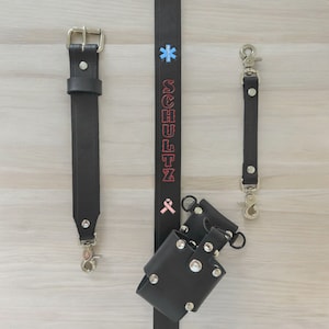 Firefighter/EMS Leather Radio Strap - Black