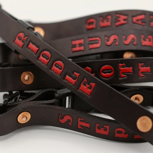 Personalized Firefighter Leather Glove Strap