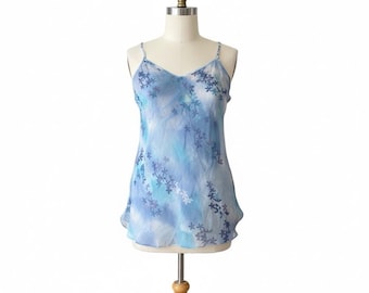 Vintage Y2K Sheer Floral Slip Dress Top Fairycore Ethereal Beachy Whimsy Boho L