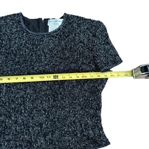 VTG Adrianna Papell 100% Silk Hand Beaded Evening Top L Black 90s Glam Y2K image 9