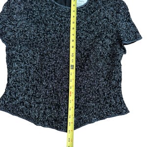 VTG Adrianna Papell 100% Silk Hand Beaded Evening Top L Black 90s Glam Y2K image 8