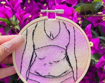 Soft Body 4in Completed Embroidery Hoop, Body Art