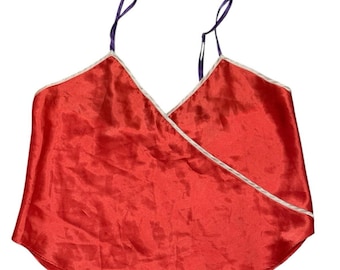 Vintage 90s Victoria’s Secret Satin Cami Red Wrap Top Small Coquette Y2K Fairy
