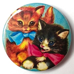 Vintage Cute Cats badge brooch 25mm button pinback