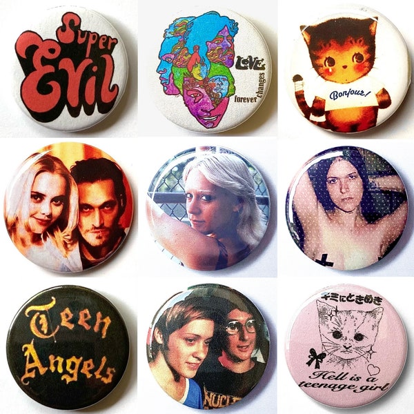 Super Evil Love Forever Changes Bonjour! Cute Cat Buffalo 66 Chloe Sevigny Ethel Cain Teen Angel Hell Teenage Girl Badge Pin