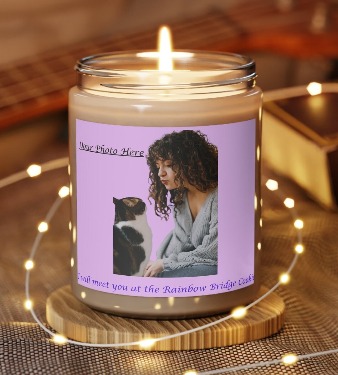 Cat Memorial Gift Candle, Pet Memorial Gift, Catrainbowbridgegift