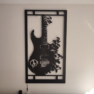 DXF-bestand elektrische gitaar en vogels: wanddecoratie