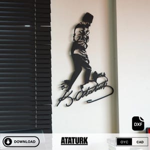 Mustafa Kemal Atatürk DXF File | CNC Laser Cut Wall Art Vector Design