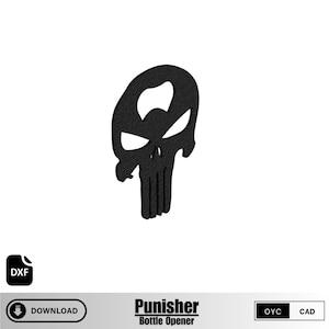 Plik DXF z otwieraczem do butelek Punisher Skull – cięcie laserowe CNC, cięcie plazmowe, cięcie strumieniem wody