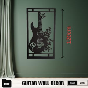 Electric Guitar DXF File - Laser Cut Guitar Wall Art - CNC Vector, Plasma, Cricut, Silhouette, Guitar Lover Gift