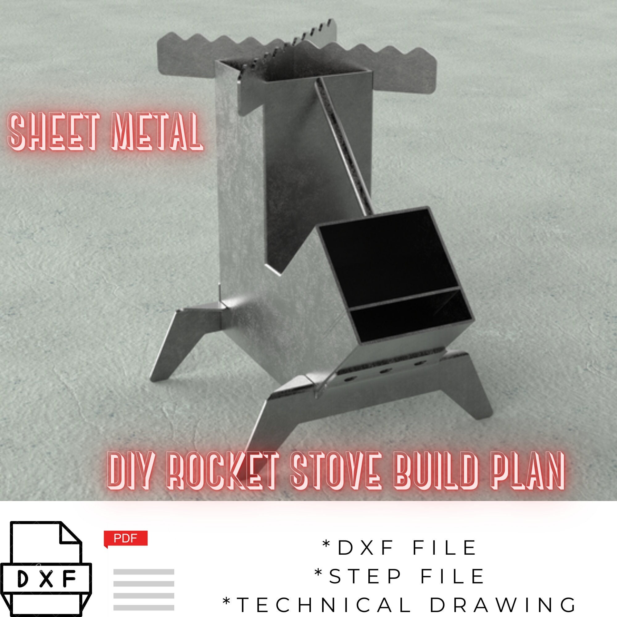 Rocket Stove DIY Building Plan / Cooking Set / DXF / STEP / Pdf Etsy Rocket Stove DIY Building Plan / Cooking Set / DXF / STEP / Pdf Etsy
