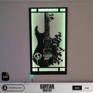 Electric Guitar DXF File - Laser Cut Guitar Wall Art - CNC Vector, Plasma, Cricut, Silhouette, Guitar Lover Gift
