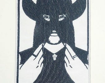 The Parted Mask - Orville Peck - Silhouette - Infamous Orville Peck Photo turned into Embroidery Art - Black & White  - Embroidered Patch