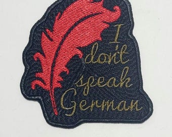 Scheibe - Lady Gaga - "I don't speak German" Red Feather Quill - Embroidered Lyrics Patch