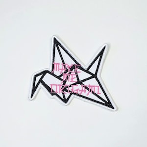 ORIGAMI - Kesha - New Song - Origami Crane - The FREEDOM Tour - Black, White & Pink Embroidered Patch