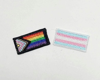 Worlds Smallest Pride Patch - Mini Mini Inclusive Pride (+penny), Trans Pride, Disability Pride Flag Embroidered Patch 1.3inches - Iron On