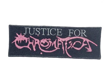 Justicia para Chromatica - Lady Gaga - Parche bordado con la fuente del álbum Chromatica - Cromo rosa y negro