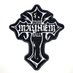 The Mayhem Ball Cross - Ldy Gga - Mayhem Ball Patch - Mayhem Ball - Cut-out Gestickter Aufnäher - 3 Größen
