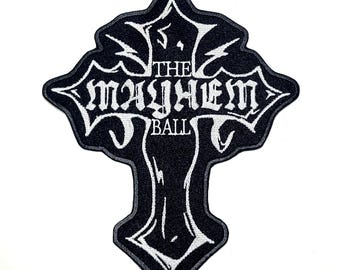 The MAYHEM Ball Cross - Ldy Gga - Mayhem Album- The Mayhem Ball - Cut-out Embroidered Patch - 3 Sizes