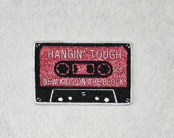 New Kids On The Block - "HANGIN' TOUGH" - "Side A" NKOTB - Red Glitter Cassette Tape Embroidered Patch