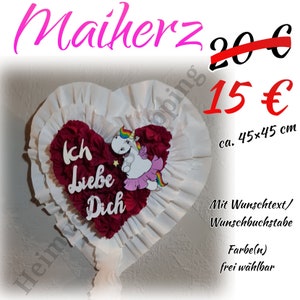 Maiherz Maibild Mai Geschenk Liebe Hochzeit Verlobung NEU Personaliesierbar Jahrestag Geburtstag Geburt Weiß/Rot Pummel