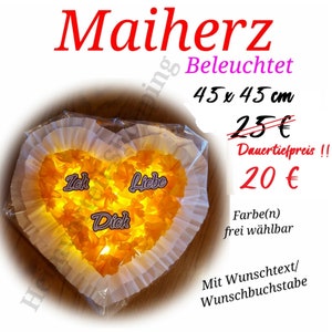 Maiherz Maibild Mai Geschenk Liebe Hochzeit Verlobung NEU Personaliesierbar Jahrestag Geburtstag Geburt Weiß/Orange Licht